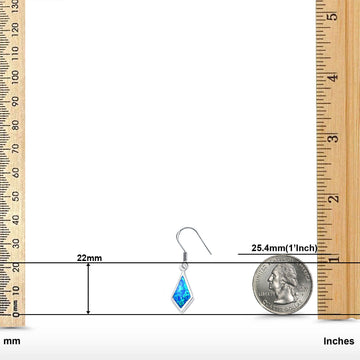 Drop Dangle Earrings Lab Created Blue Opal 925 Sterling Silver(22mm)